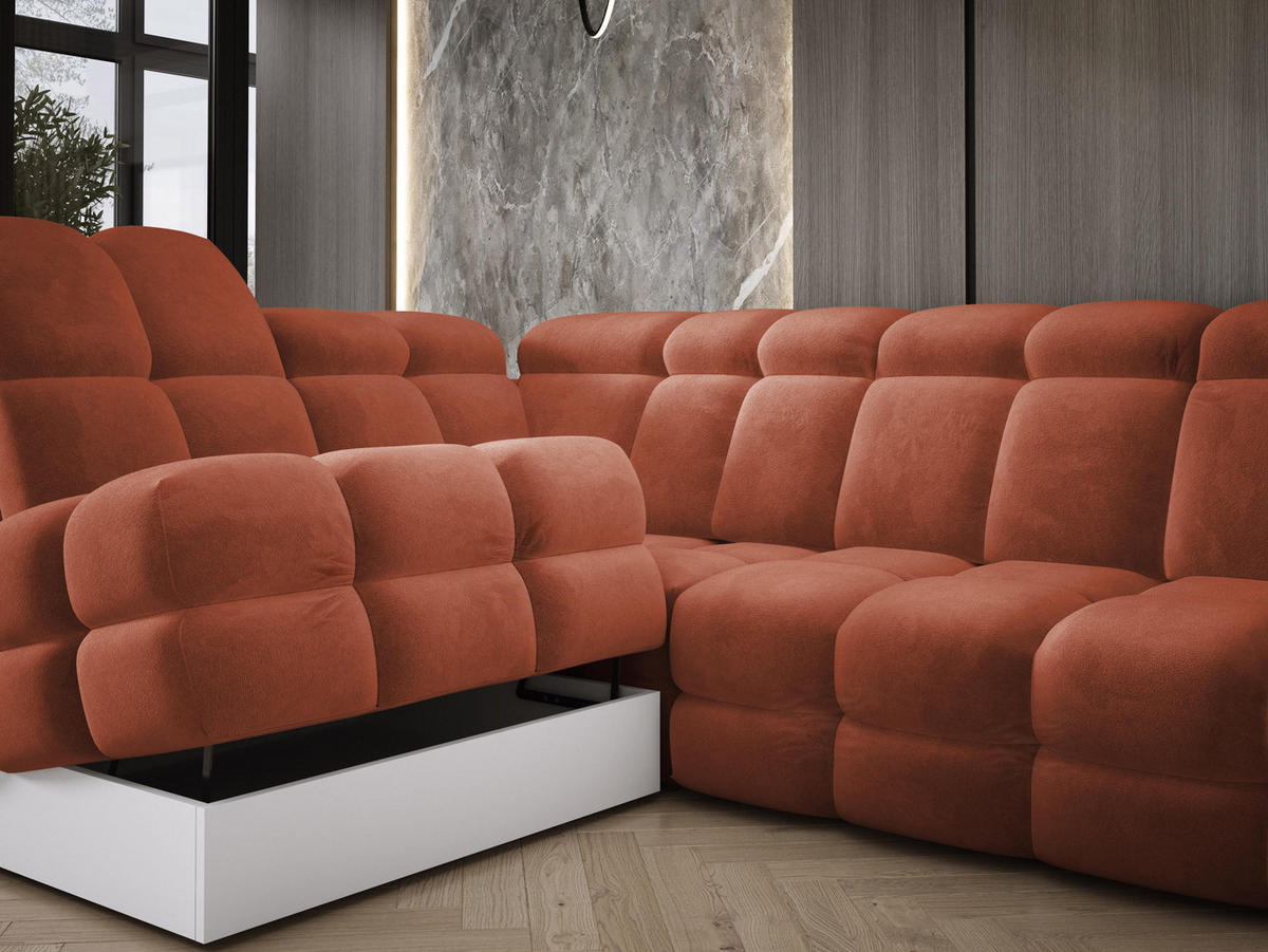 ECKSOFA TOLLO Salvador-stoff L-form 302x217x105 cm rustikal - Wildeiche, Holz/Textil (302/217cm) - DomoHome