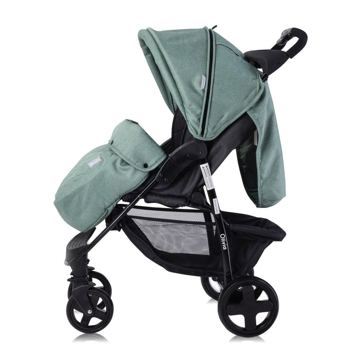 BUGGY Olivia grün Zubehörbox, Fußabdeckung, verstellbar, Korb - Grün, Metall (80/49/100cm) - Lorelli