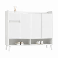 SCHUHSCHRANK mit 4 Türen und 1 Schublade 120 x 35 x 99 cm Weiß - Weiß, Holzwerkstoff (35/99/120cm) - Beauniv