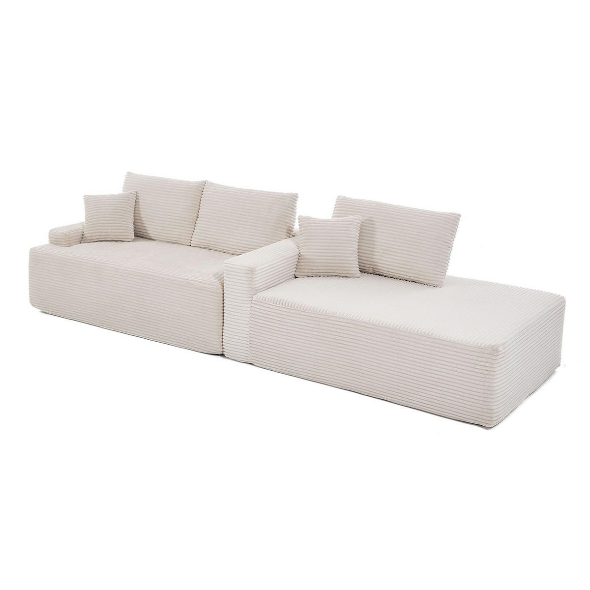 SOFA Coredo beige Cord - Beige, Textil (250/155cm) - Juskys