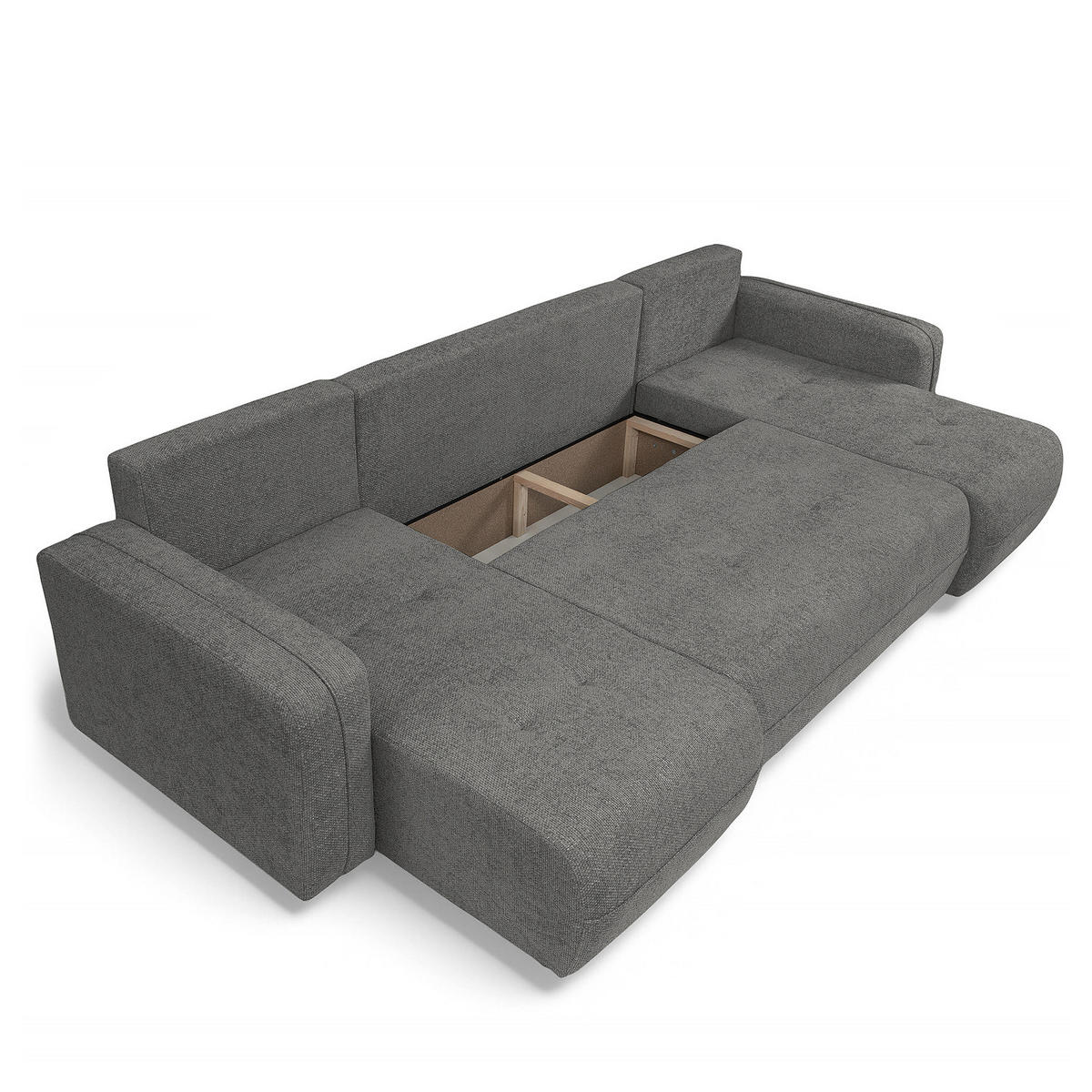 WOHNLANDSCHAFT - Anthrazit/Schwarz, Kunststoff/Textil (312/82/145cm) - home24