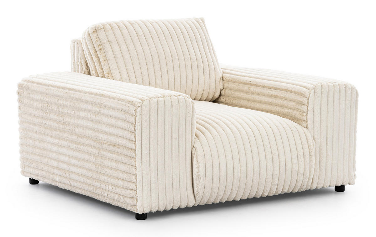 SESSEL Mollis Hellbeige Plüschcord - Beige/Schwarz, Holz/Kunststoff (119/79/108cm) - S-Style Möbel