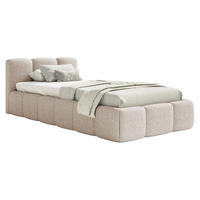 POLSTERBETT Cloudy Low Hellbeige Chenille, Bettkasten & Lattenrost, 90x200 cm - Ecru/Schwarz, Kunststoff/Textil (90/200cm) - Selsey