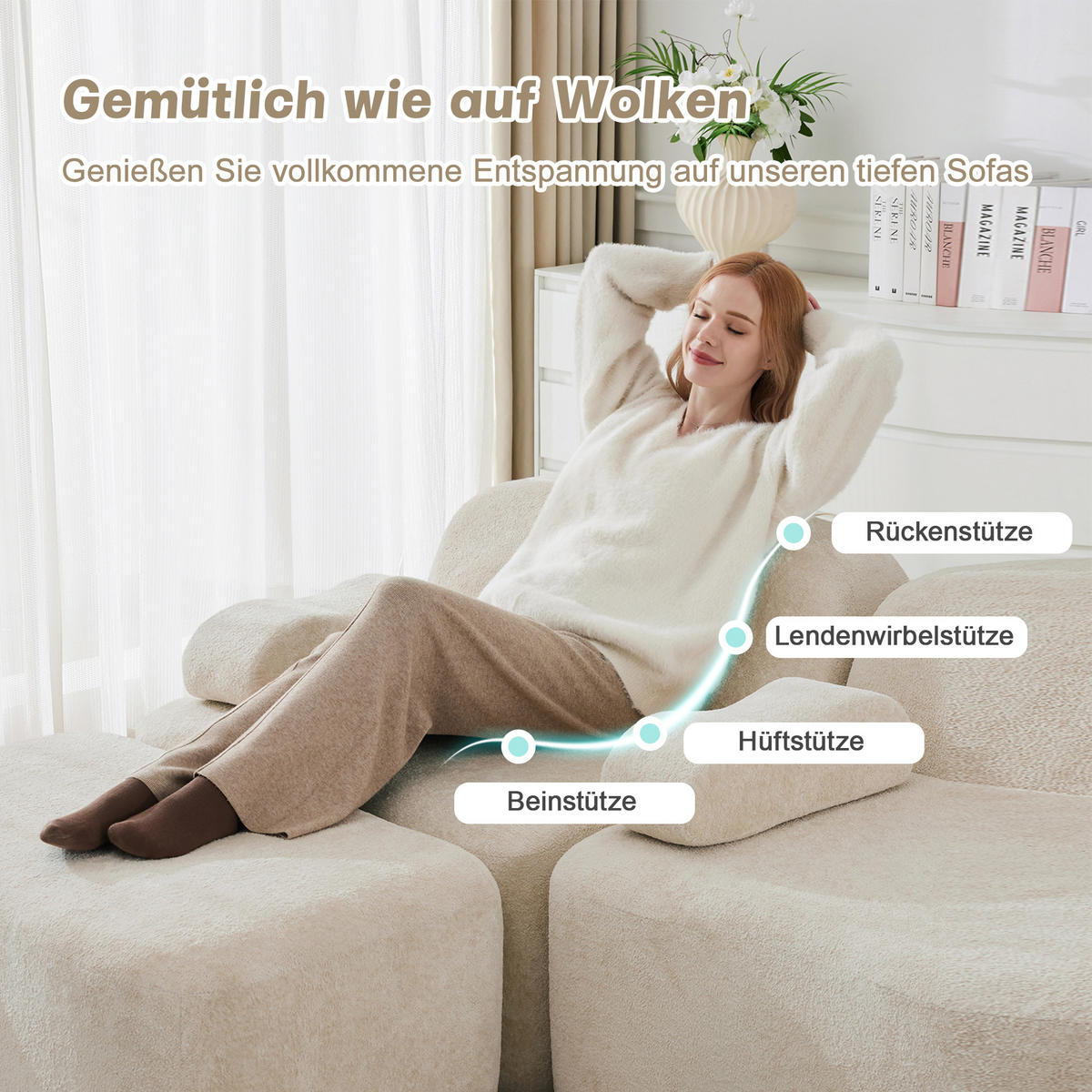 2-SITZER SOFA Samt Beige mit Armlehnenkissen - Beige, Textil (192/70/98cm) - WISHDOR