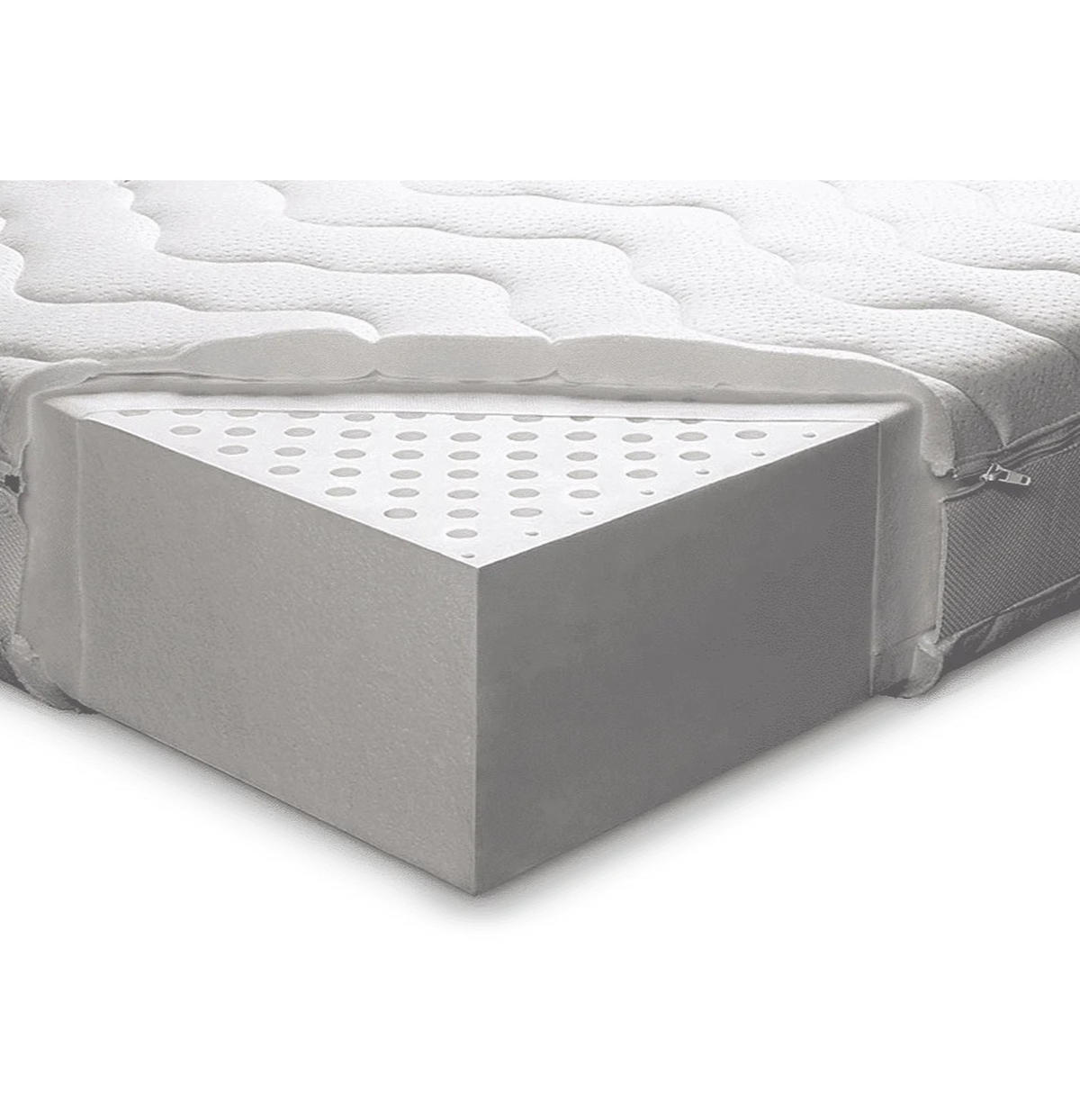 TOPPER Lux Latex Weiß 140x200 cm – Höhe 8 cm - Weiß, Textil (140/200cm) - Letti Moderni