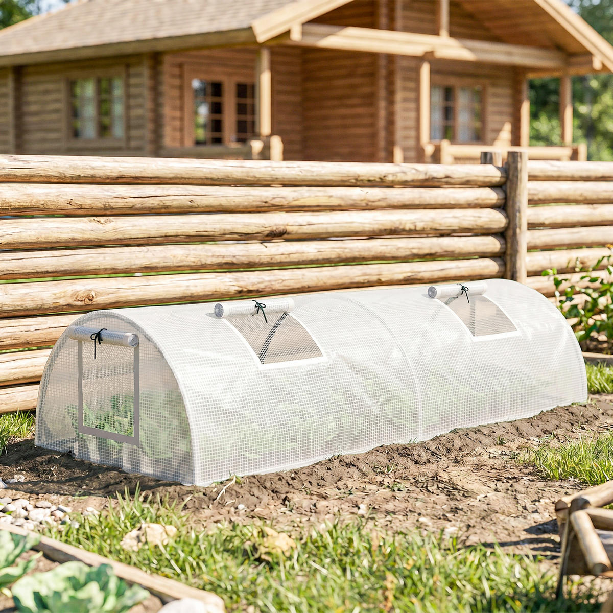 GEWÄCHSHAUS, 200L x 80B x 45H cm - Weiß, Metall (80/45/200cm) - Outsunny