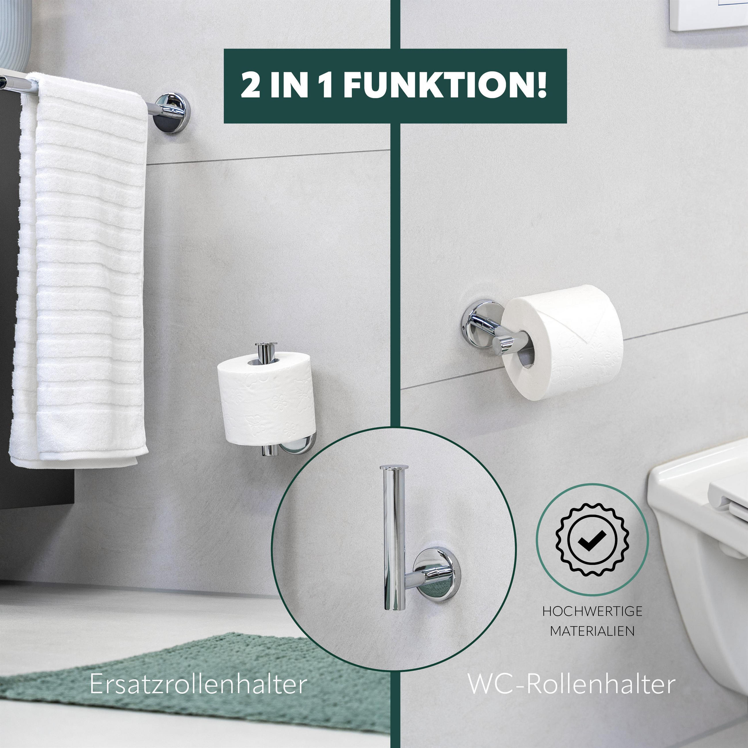 Thumbnail - bremermann Toilettenpapierhalter, Chrom, Metall, 15x5.7x9 cm, Badaccessoires