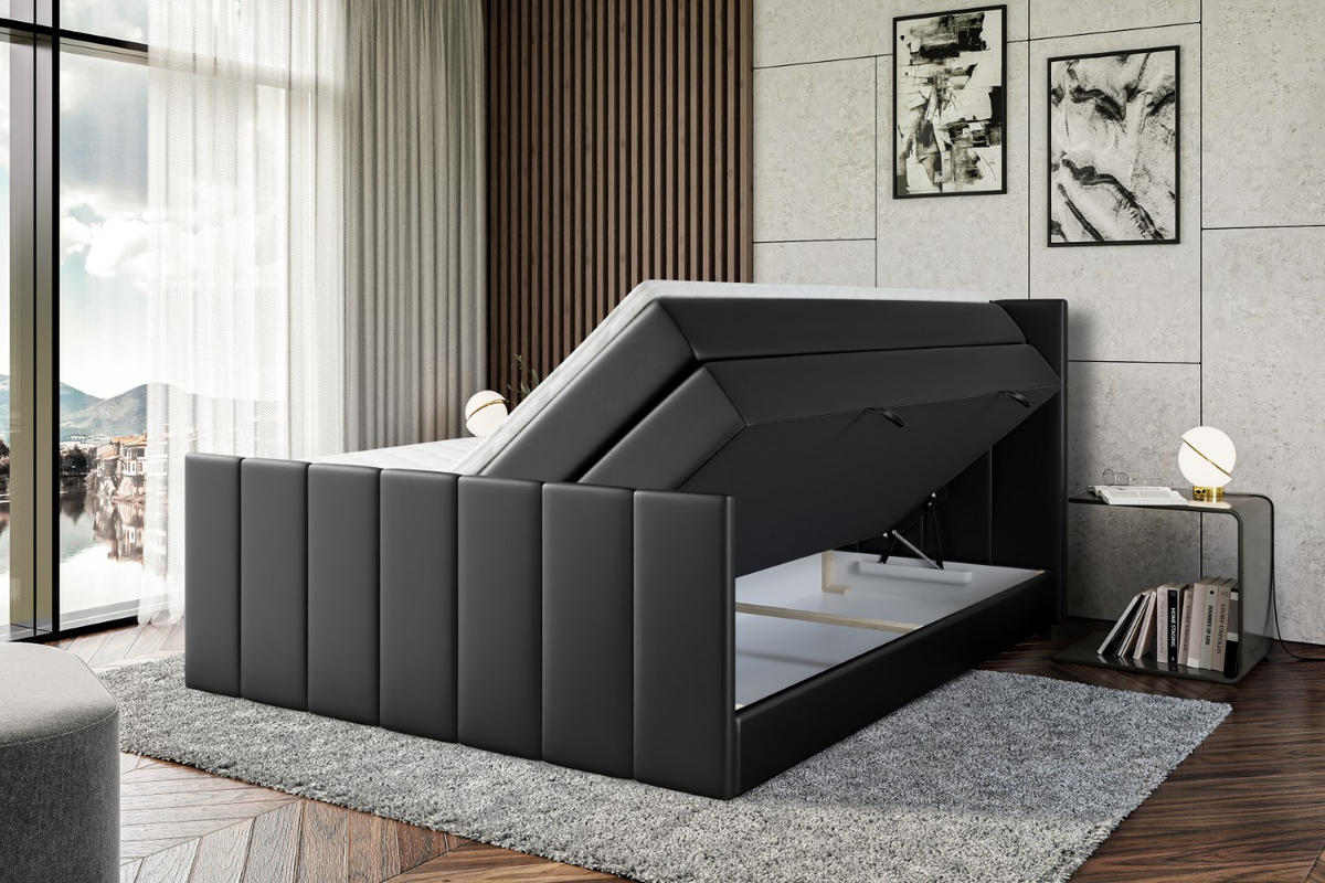 BOXSPRINGBETT MOETI-Z KING - 160x200 - H3/H4 - Schwarz Hochglanz - Schwarz Hochglanz, Holzwerkstoff (160/200cm) - ALTDECOR