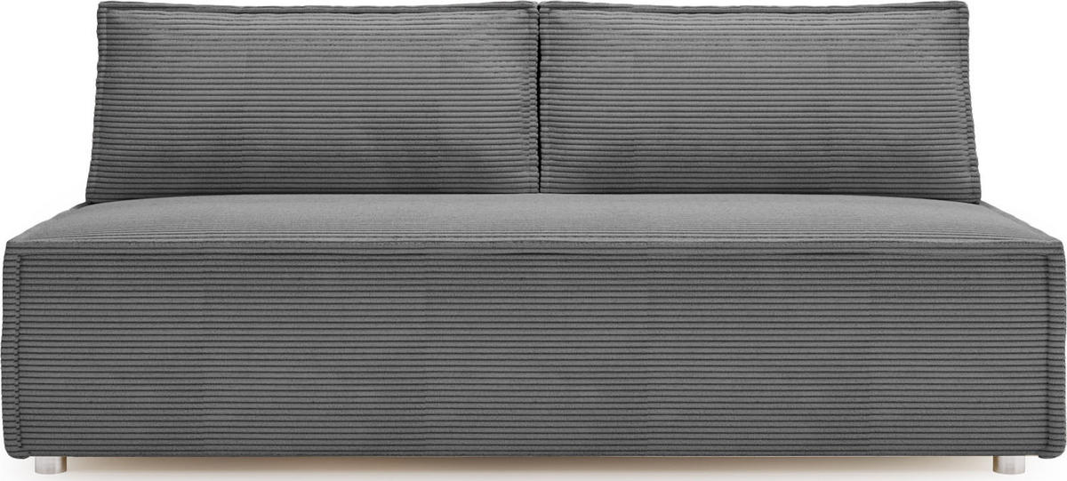 SCHLAFSOFA Diana mit Bettkasten, Grau 200/89/100 cm - Edelstahlfarben/Silberfarben, Textil/Metall (200/89/100cm) - WFL GROUP