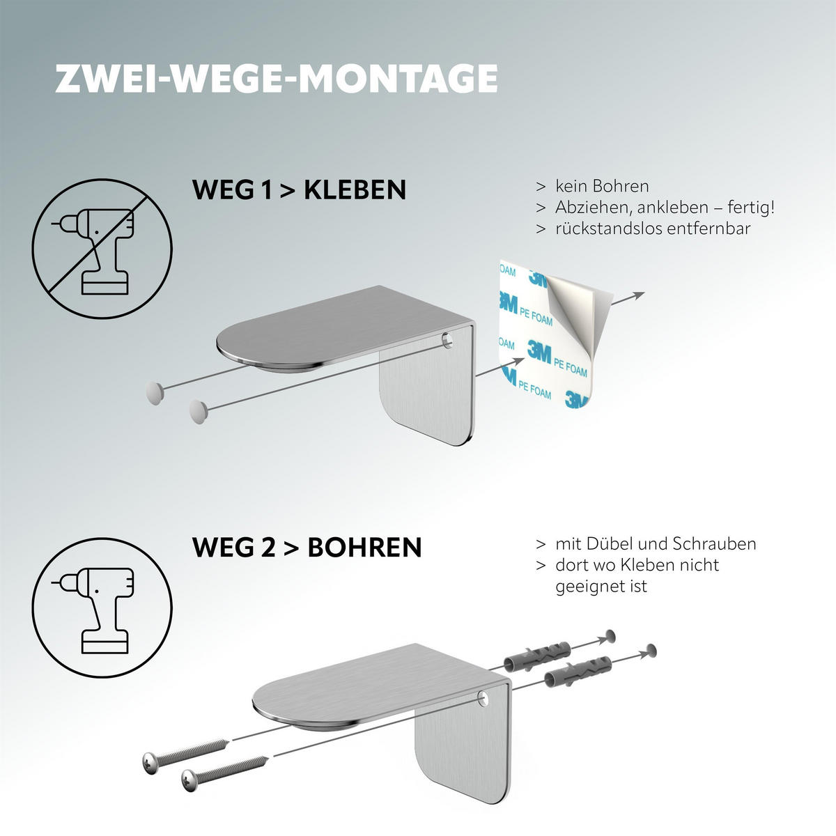MAGNET-SEIFENHALTER PUREZZA 2er-Set matt - Silberfarben, Metall (4.5/4.5/8cm) - bremermann