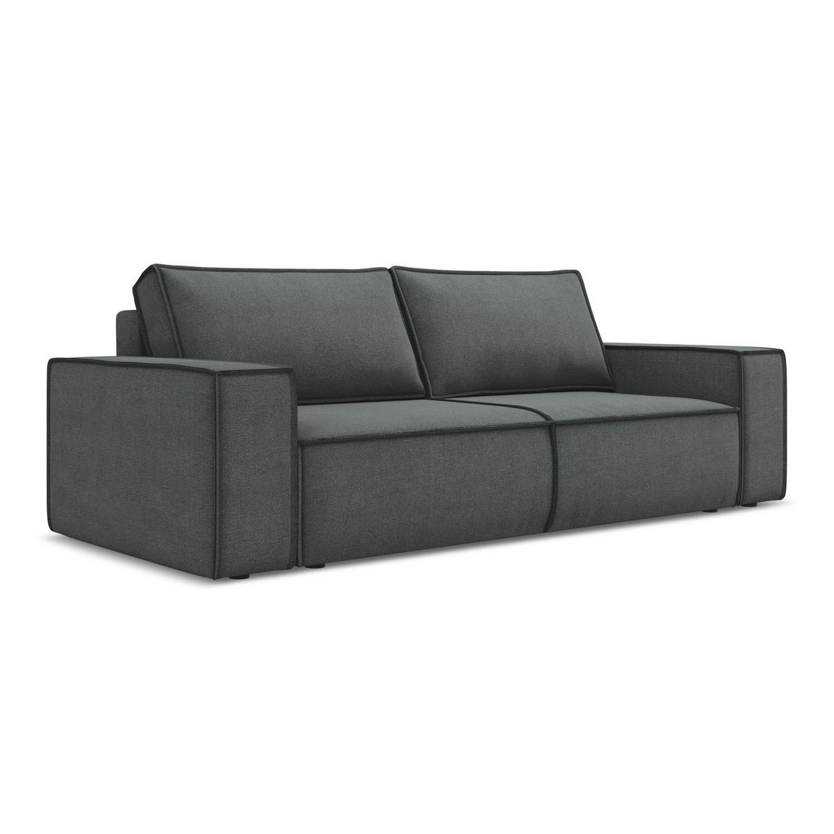 3-SITZER SOFA mit Schlaffunktion Strukturstoff Stoff Grau - Schwarz/Grau, Kunststoff/Textil (255/85/105cm) - LaMiaSofa