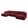 WOHNLANDSCHAFT Ottomane Links CLOUD-U 414x180x40 Bordeaux Velours - Bordeaux, Holzwerkstoff/Kunststoff (414/90/180cm) - ALTDECOR