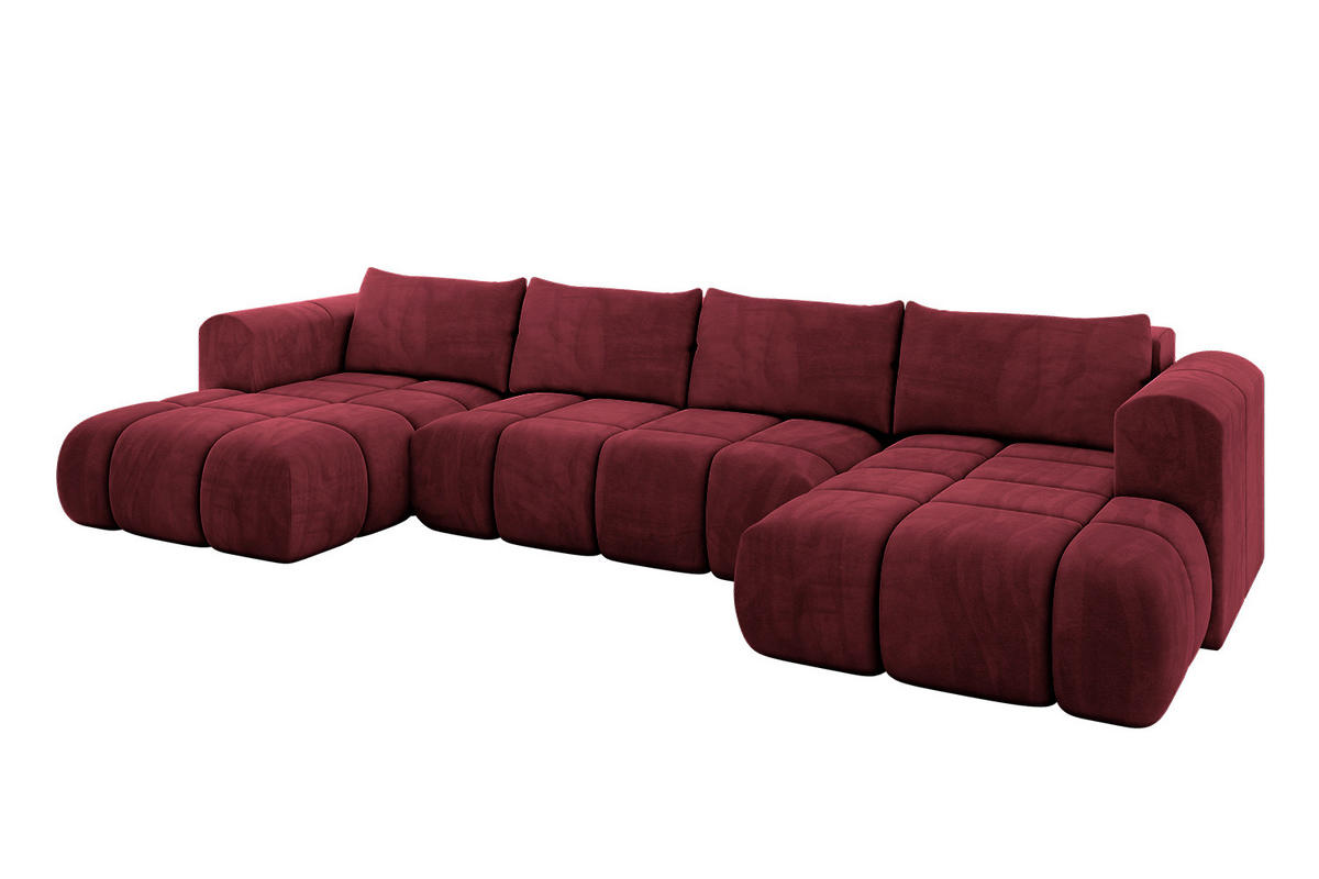 WOHNLANDSCHAFT Ottomane Links CLOUD-U 414x180x40 Bordeaux Velours - Bordeaux, Holzwerkstoff/Kunststoff (414/90/180cm) - ALTDECOR
