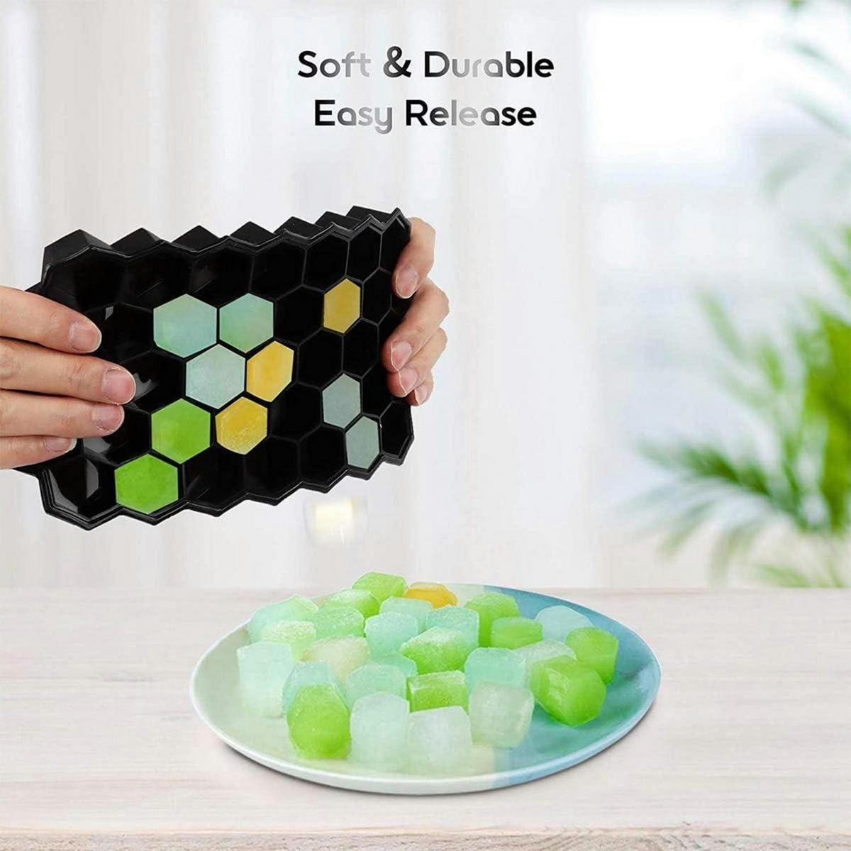 EISWÜRFELFORM 2er Set 37-Fach Silikon Stapelbar Schwarz - Schwarz, Kunststoff (9/2.4/20cm)