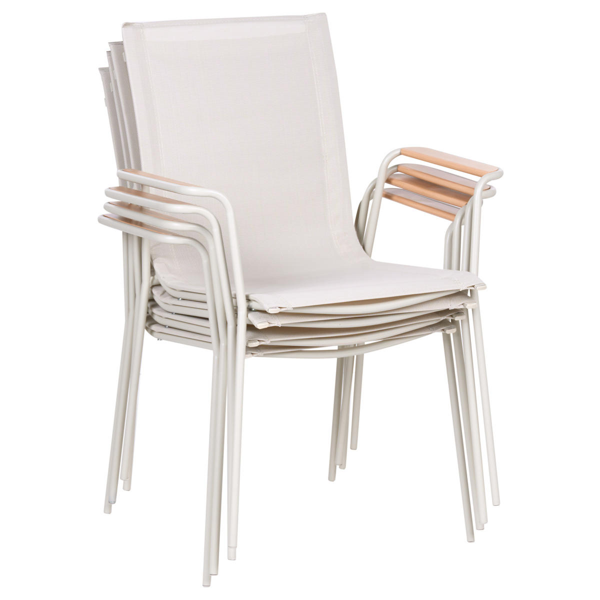 GARTENSTUHL 4er-Set Metall Hellbeige Caravino - Beige, Metall (57/89/55cm) - Beliani