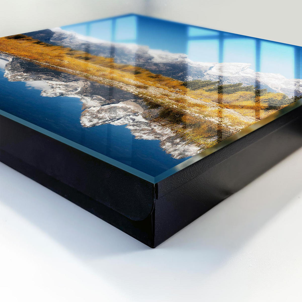 SCHLÜSSELBOX Schwarz 30x30 cm- Türöffnung nach rechts - Goldener Herbst - Blau, Metall (30/30/5cm) - TULUP