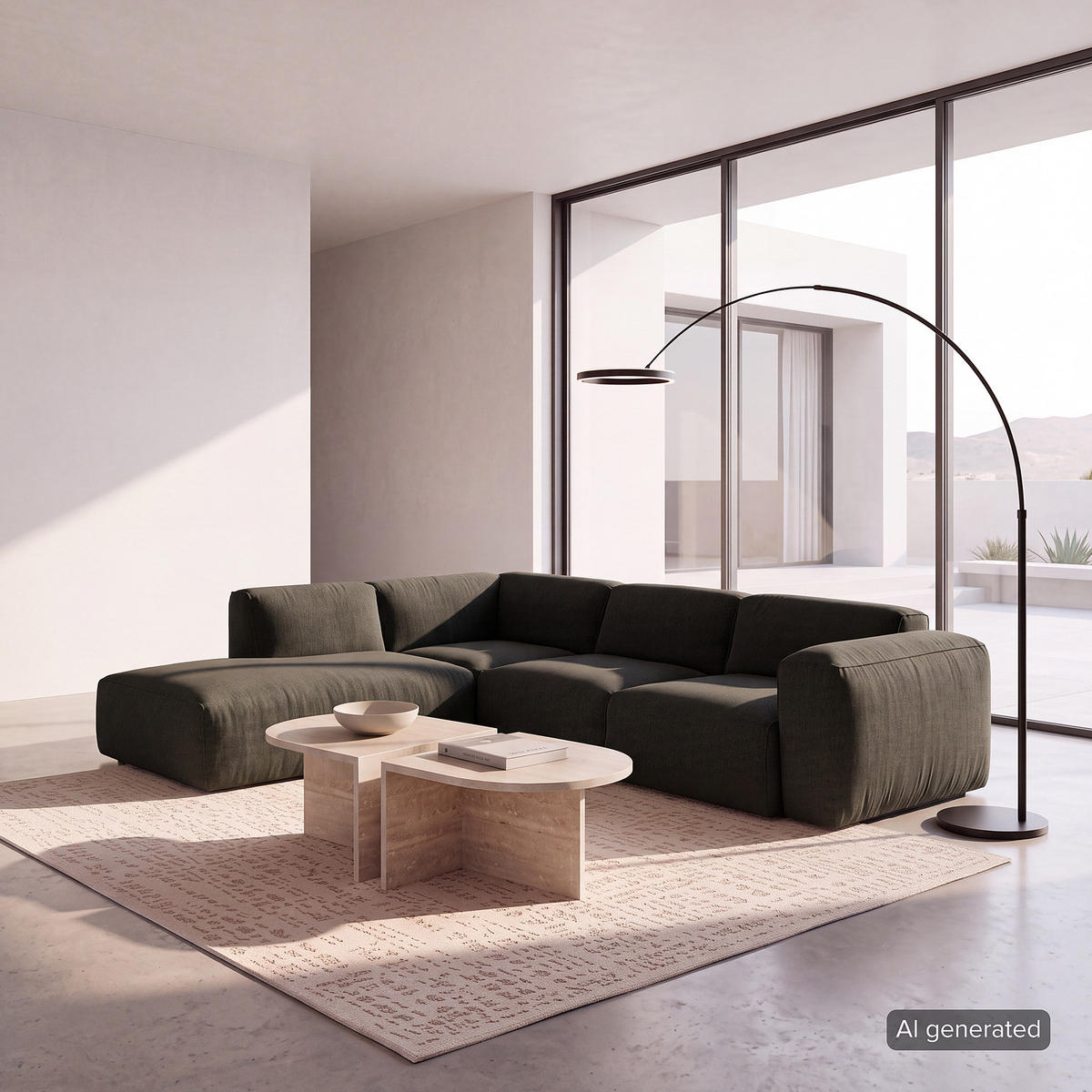 3-SITZER ECKSOFA mit Recamiere - Schwarz/Grau, Kunststoff/Textil (295/231cm) - home24