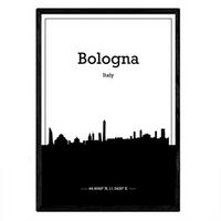 POSTER Italien Skyline Bologna A3 Schwarzer Rahmen - Schwarz, Papier (29.7/5/42cm) - Nacnic