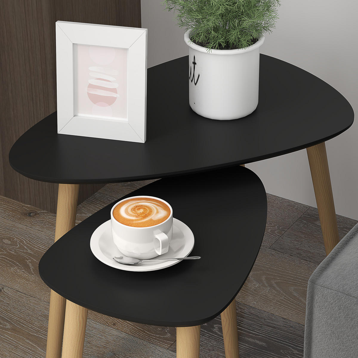 COUCHTISCH DE-15770 skandinavisches Design Schwarz - Schwarz, Holzwerkstoff (59.5/39.5/45cm) - ComfortXL