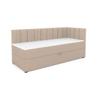 BOXBETT VIGO 100/200 cm in Cord/Velours Beige H3 rechts - Beige, Holz/Holzwerkstoff (100/200cm) - Deine Möbel 24
