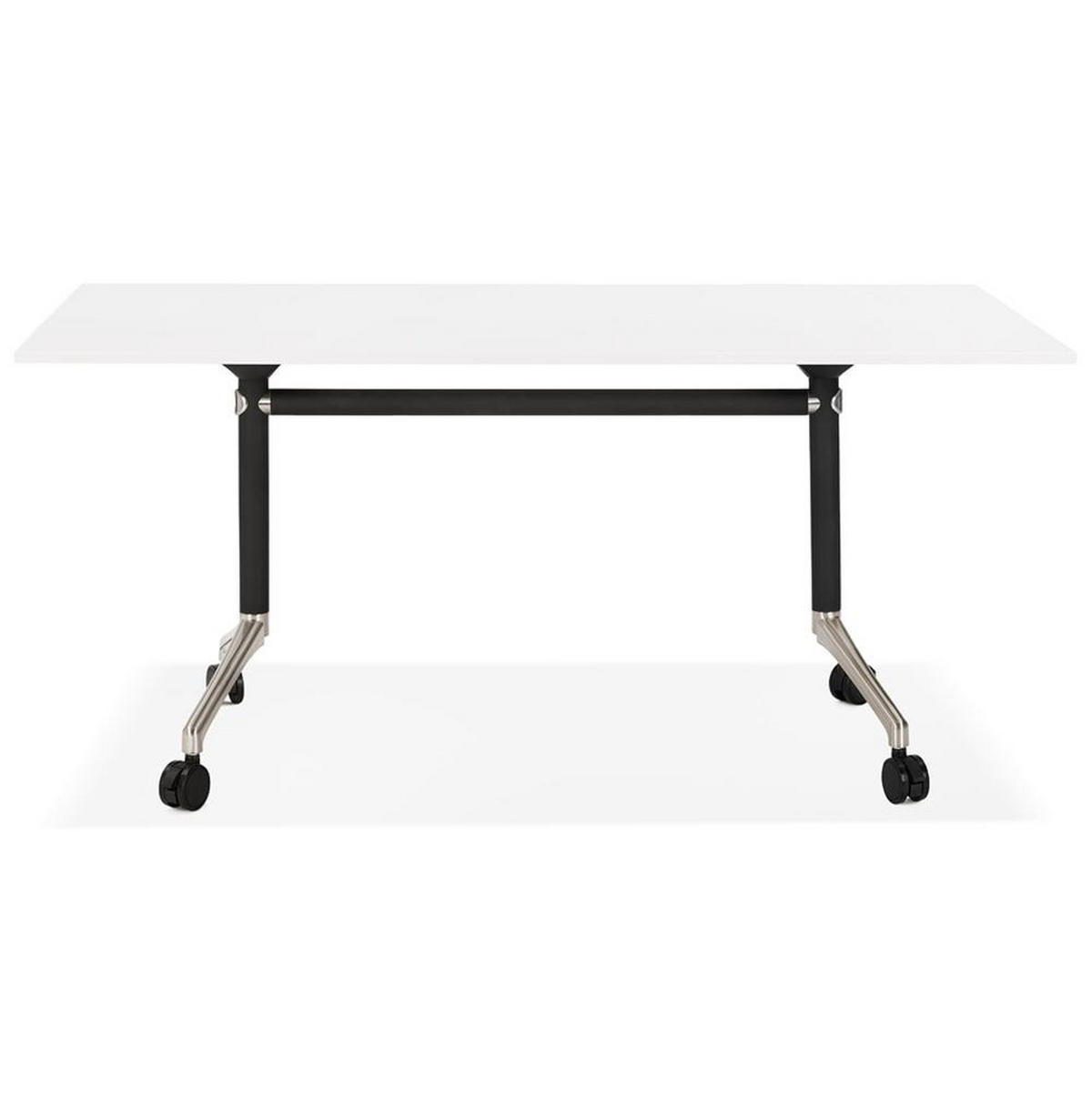 SCHREIBTISCH Klappbar Mit Rollen Faltbar Mobil ZENIXA, Weiß 160x80x73 cm - Schwarz/Weiß, Holz/Metall (80/160/73cm) - KADIMA DESIGN