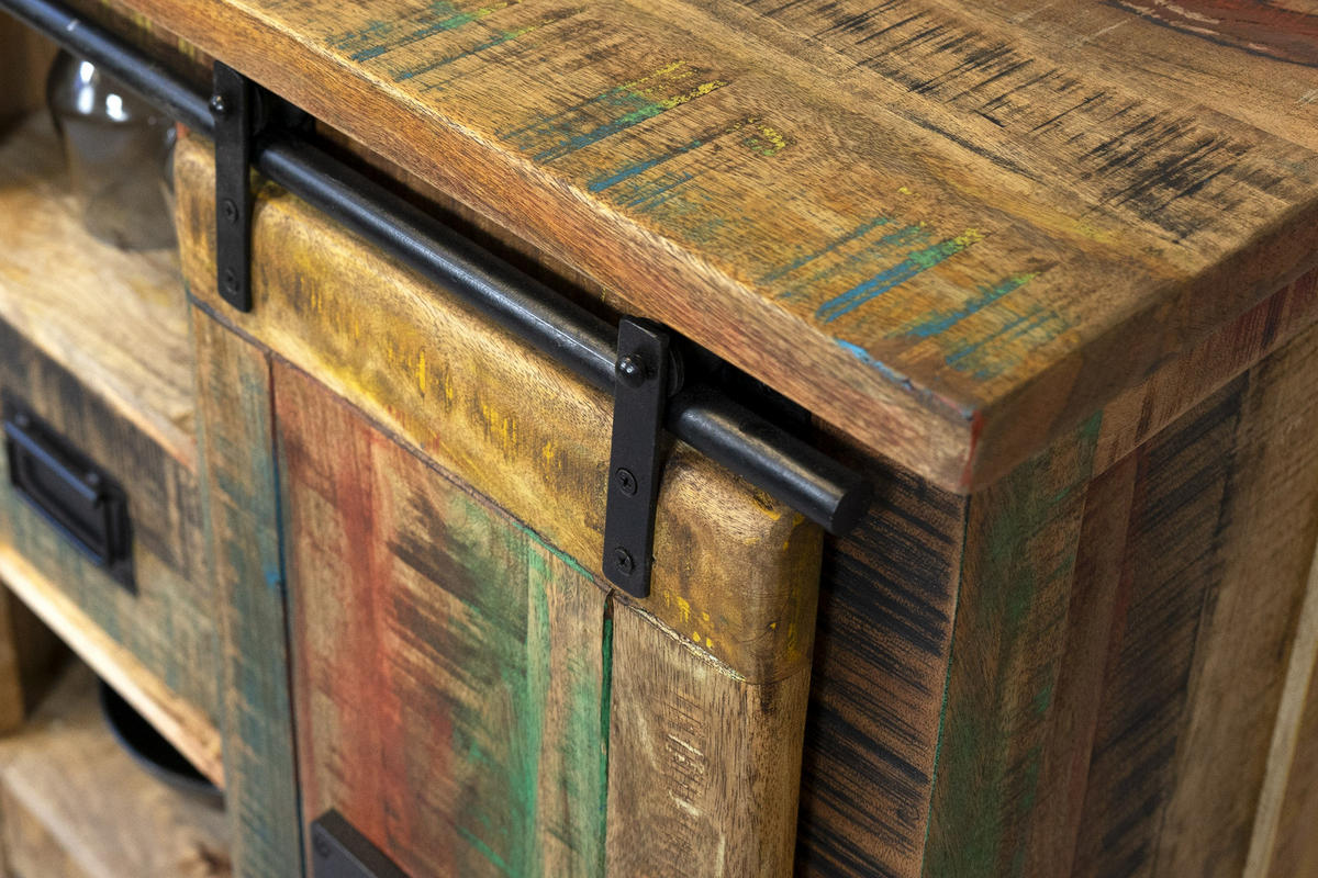 SIDEBOARD LIBRO - Hellbraun/Multicolor, Akazienholz/Holz (75/90/36cm) - SAM