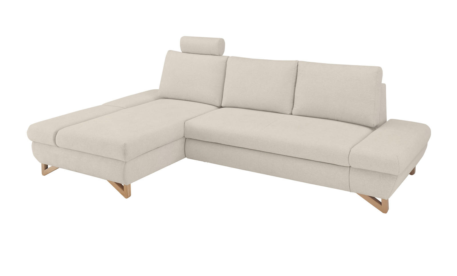 ECKSOFA creme Velours, Wohnzimmer Sofa - Creme, Holz/Textil (166/284cm) - Furn.Design