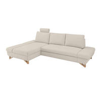 ECKSOFA creme Velours, Wohnzimmer Sofa - Creme, Holz/Textil (166/284cm) - Furn.Design