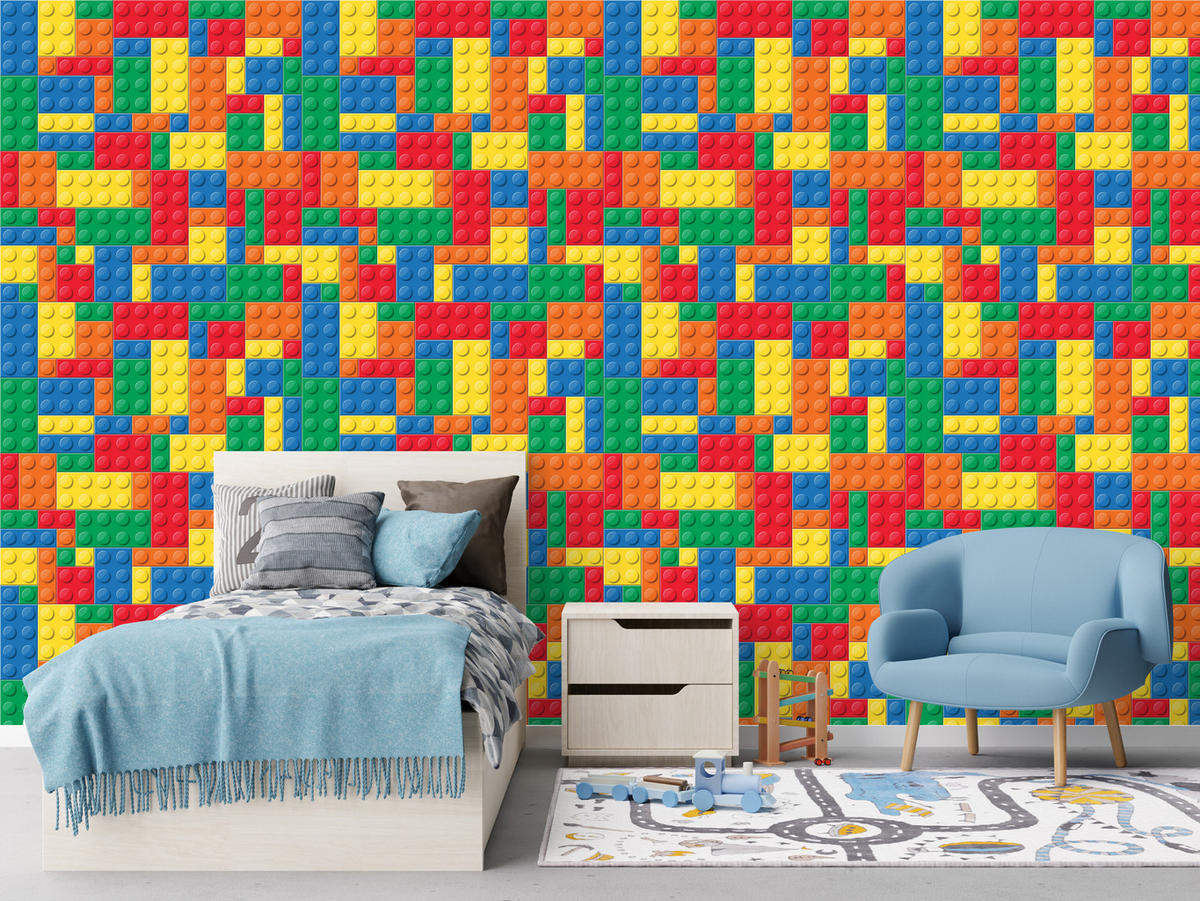 VLIESTAPETE Bunte Bausteine in 3D-Optik – Bunt – 50x1000 cm - Multicolor, Papier (50/1000cm) - Muralo