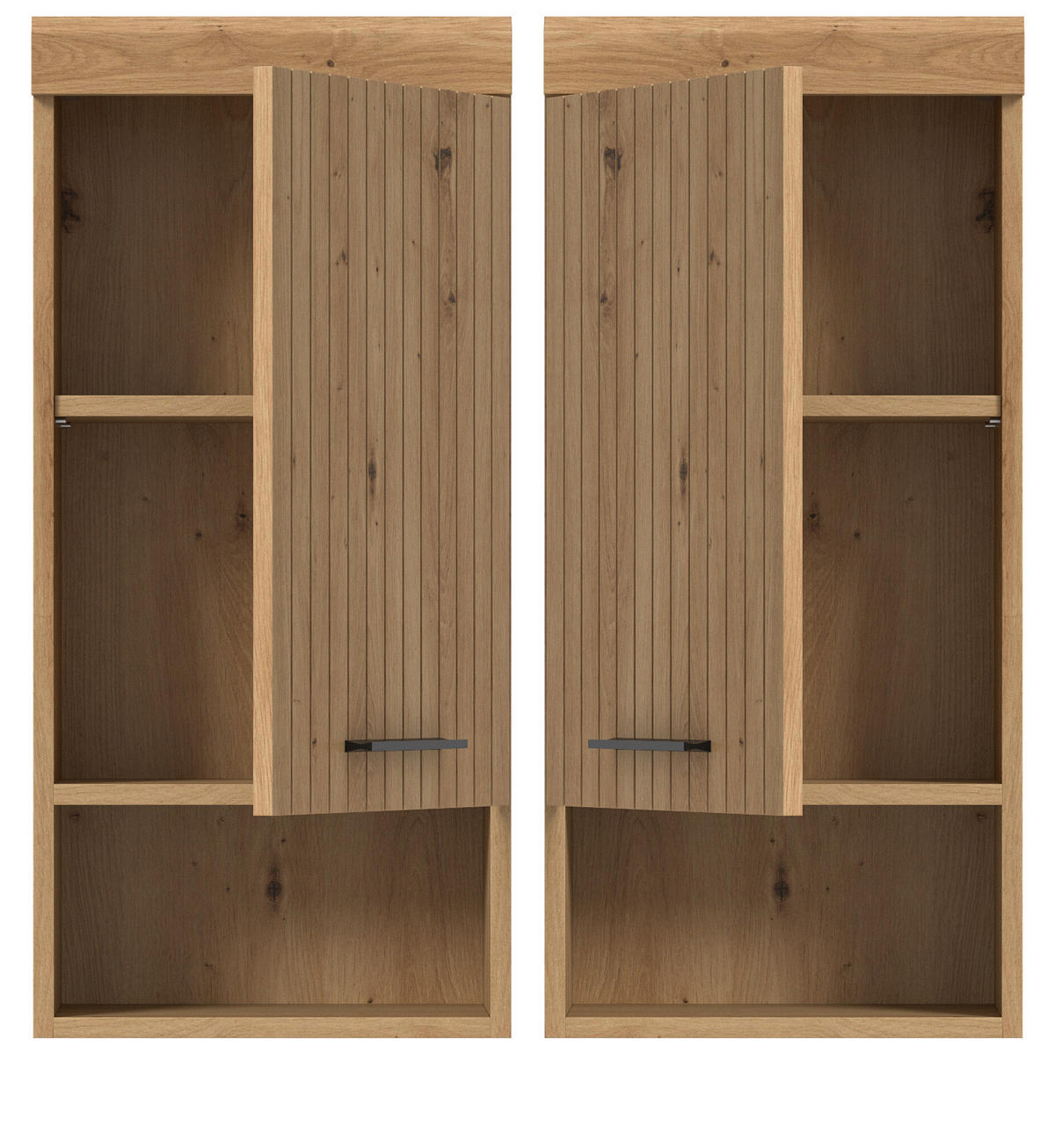 HÄNGESCHRANK Eiche Artisan 37 x 79 cm, Badschrank hängend 1-türig - Schwarz/Eiche Artisan, Holzwerkstoff/Kunststoff (37/79/24cm) - Inn.Furn