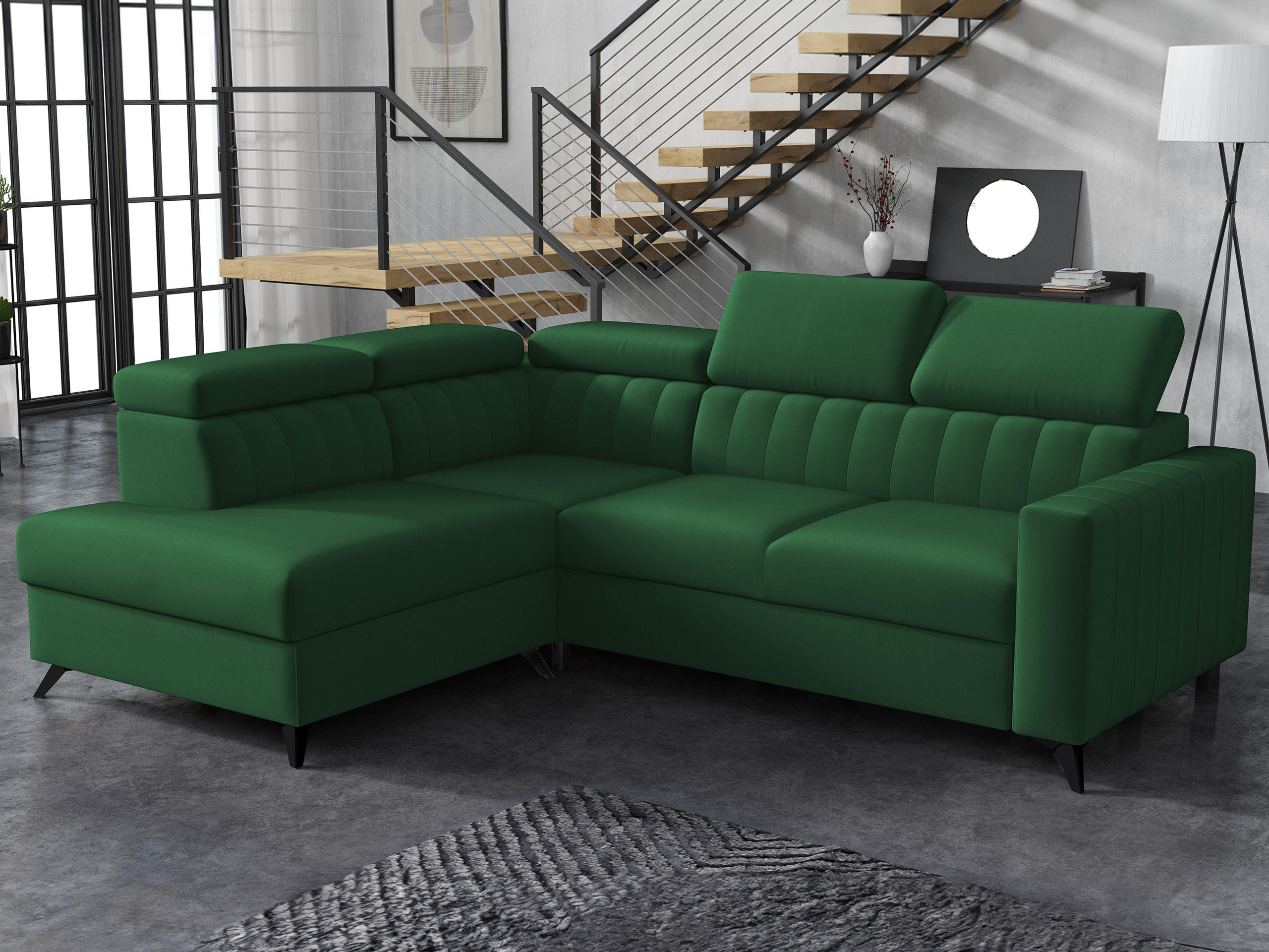 ECKSOFA Milano 2RRLXP, Seite: Links LXP+R+2R - Grün, Holz/Textil (249/195cm) - MIRJAN24