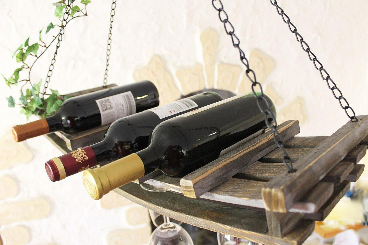 WEINREGAL Deckenregal aus Holz 65cm - Braun, Holz (65/8/24cm) - DanDiBo