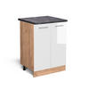 KÜCHENUNTERSCHRANK R-Line Weiß Hochglanz 60 cm, AP Anthrazit - Weiß Hochglanz/Eiche Wotan, Holzwerkstoff (60/81.6/60cm) - Vicco