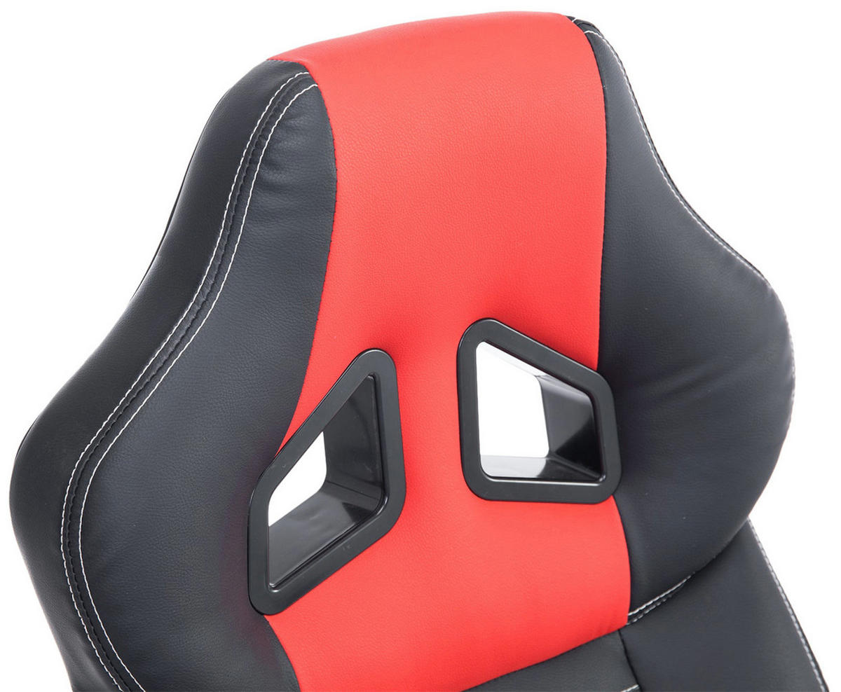 CHEFSESSEL Lederlook schwarz/rot - Rot/Schwarz, Kunststoff/Textil (65/114/70cm) - CLP
