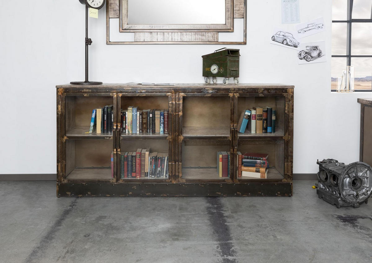SIDEBOARD Mango 180x40x90 braun lackiert HEAVY INDUSTRY #252 - Braun, Holz (180/90/40cm) - Massivmoebel24