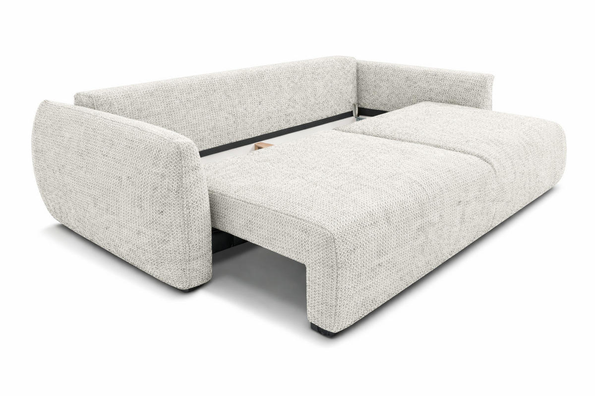 SOFA Mit Schlaffunktion Und Bettkasten, Chenille-Stoff Artico, Nata, Zephira - Beige, Holz (238/87/102cm) - Kaiser Möbel