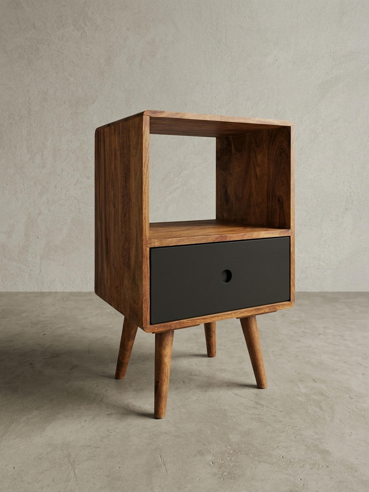 KADIMA DESIGN NACHTTISCH – Massivholz, 70 cm hoch, Retro-Stil, für Boxspringbett jetzt nur online ➤