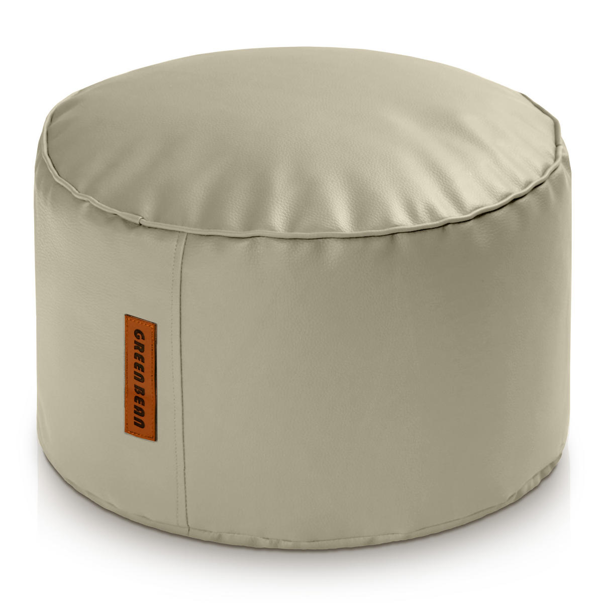 INDOOR HOCKER Stay rund Kunstleder - Greige/Grau, Textil (43/30/30cm) - Green Bean