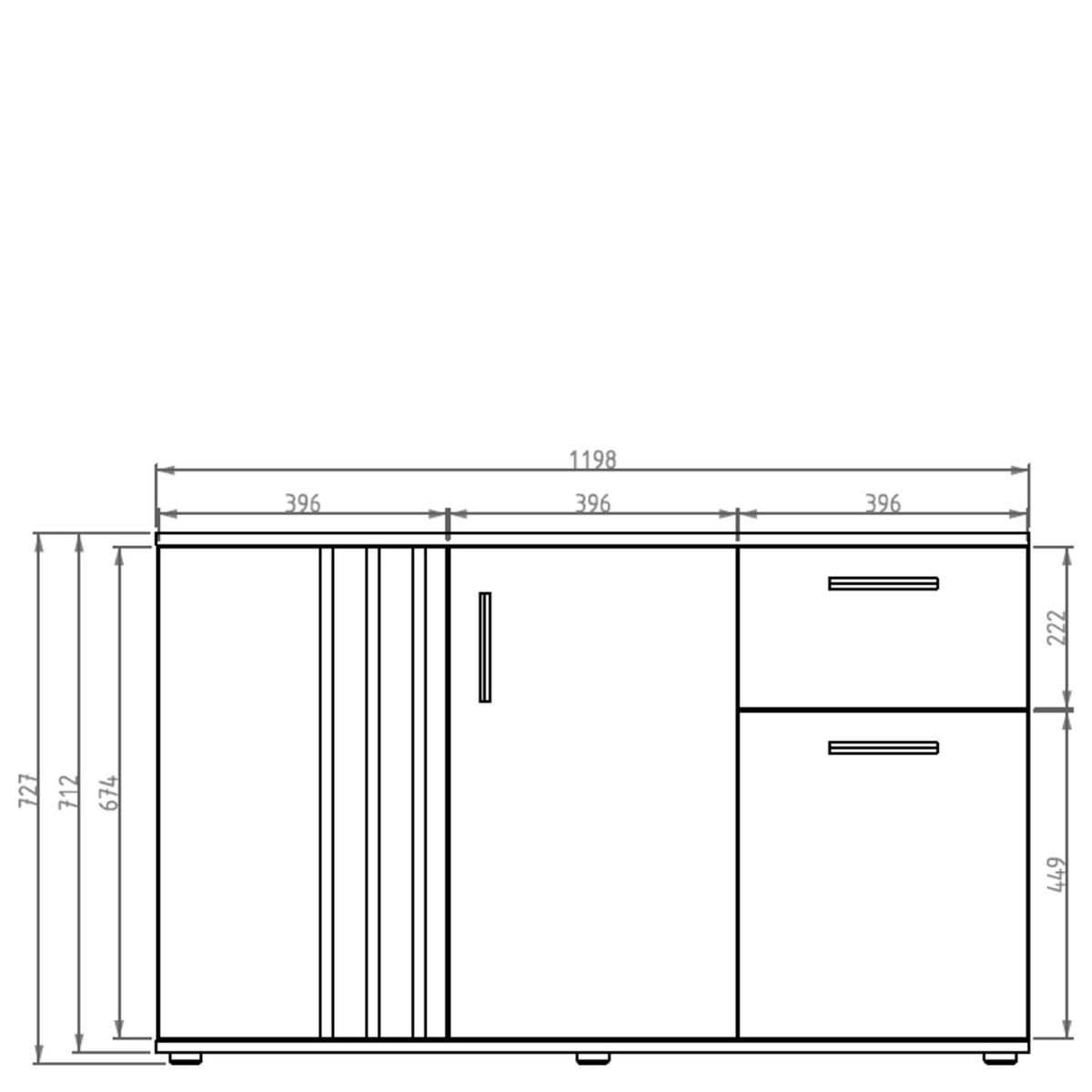 KOMMODE FERIO Kombikommode, Modern - Schwarz, Holzwerkstoff (120/73/35cm) - KONSIMO®