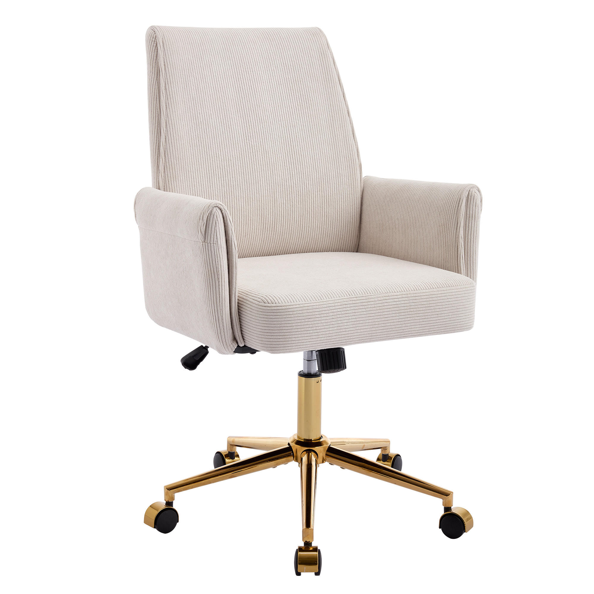 DREHSTÜHLE Stoff ergonomisch höhenverstellbar Rückenlehne - Weiß, Metall (61/107/64cm) - SHOPENTRA