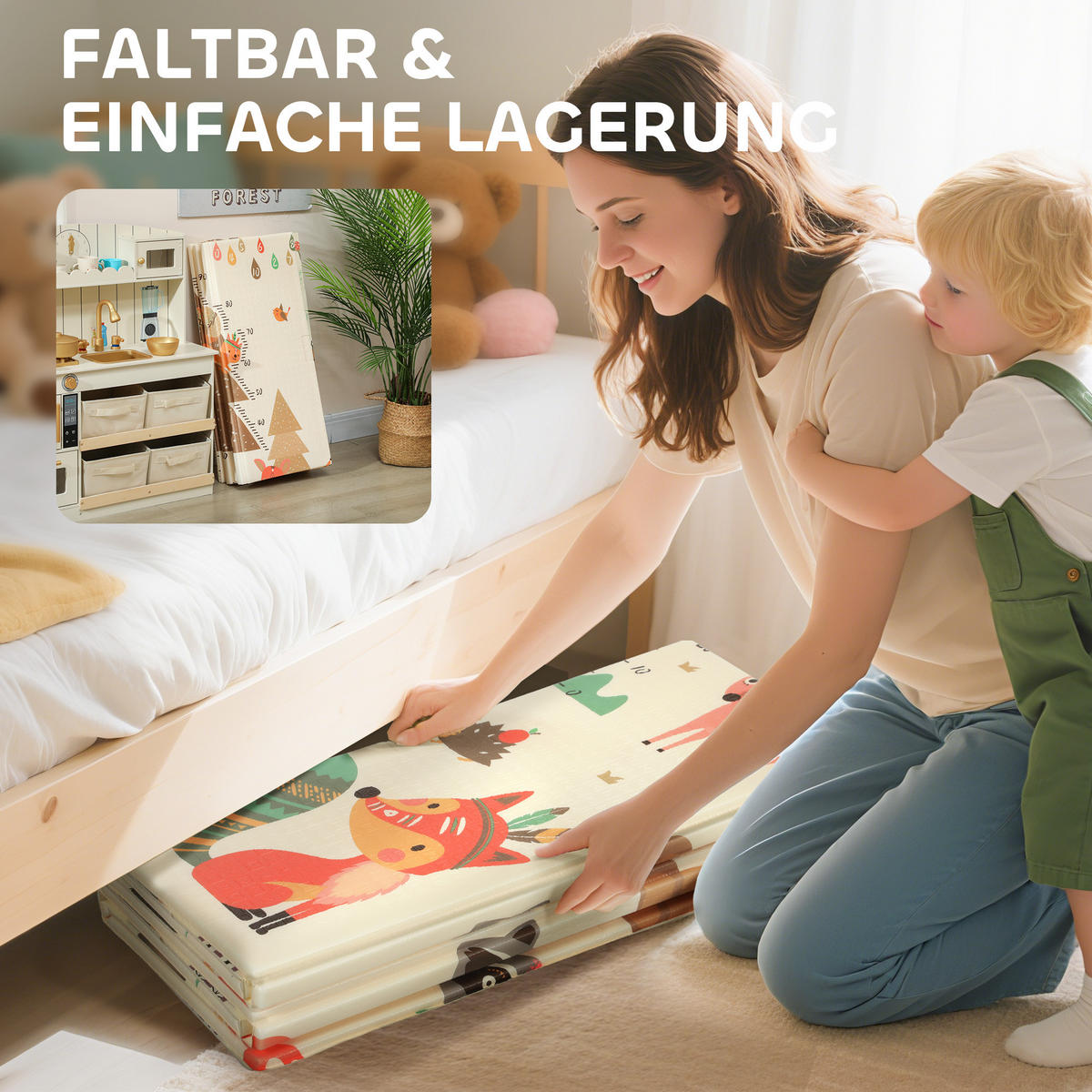 SPIELMATTE DE-10918 196x176x1,5 cm faltbar doppelseitig Mehrfarbig - Multicolor, Kunststoff (176/196cm) - ComfortXL