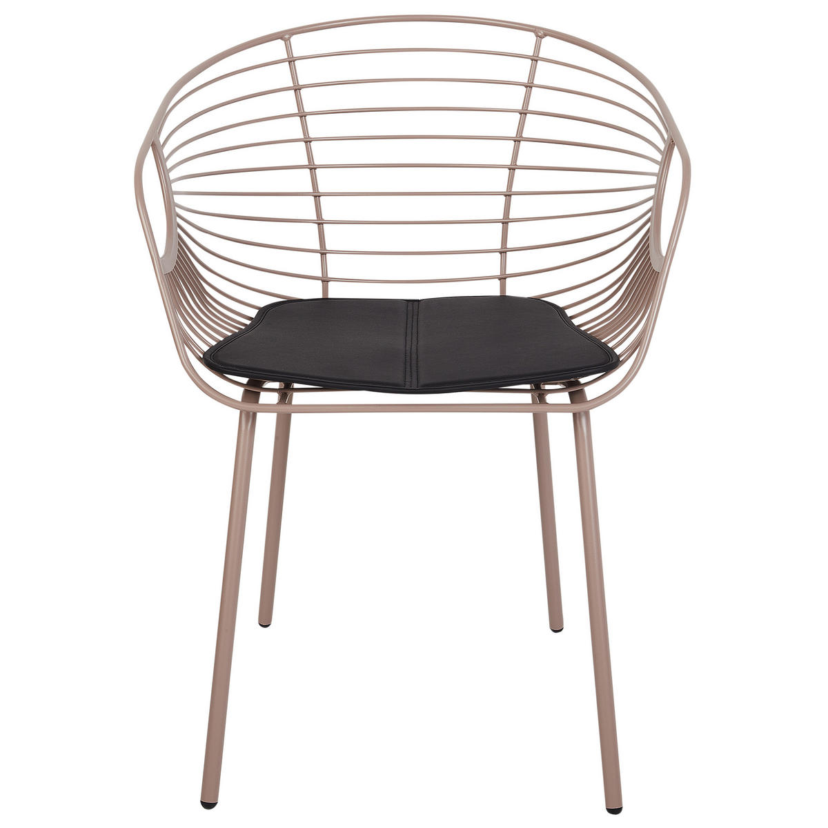 ESSZIMMERSTUHL 2er-Set Metall Beige Hoback - Beige/Schwarz, Metall (60/79/56cm) - Beliani