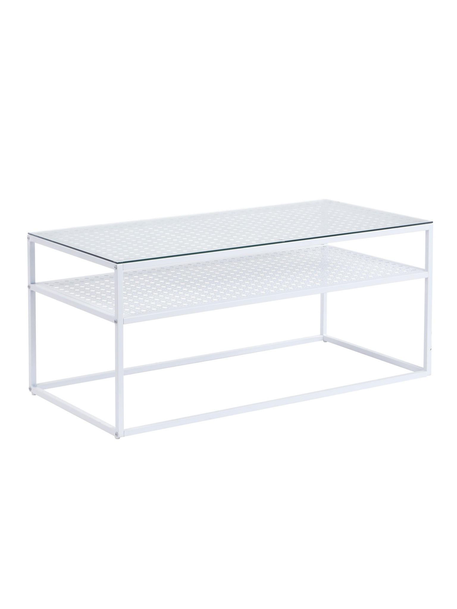 COUCHTISCH ALCUDIA, Einscheibensicherheitsglas, Weiß, 100 x 50 x 45 cm - Weiß, Glas/Metall (50/100/45cm) - KADIMA DESIGN