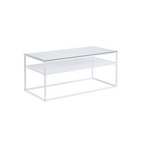 COUCHTISCH ALCUDIA, Einscheibensicherheitsglas, Weiß, 100 x 50 x 45 cm - Weiß, Glas/Metall (50/100/45cm) - KADIMA DESIGN