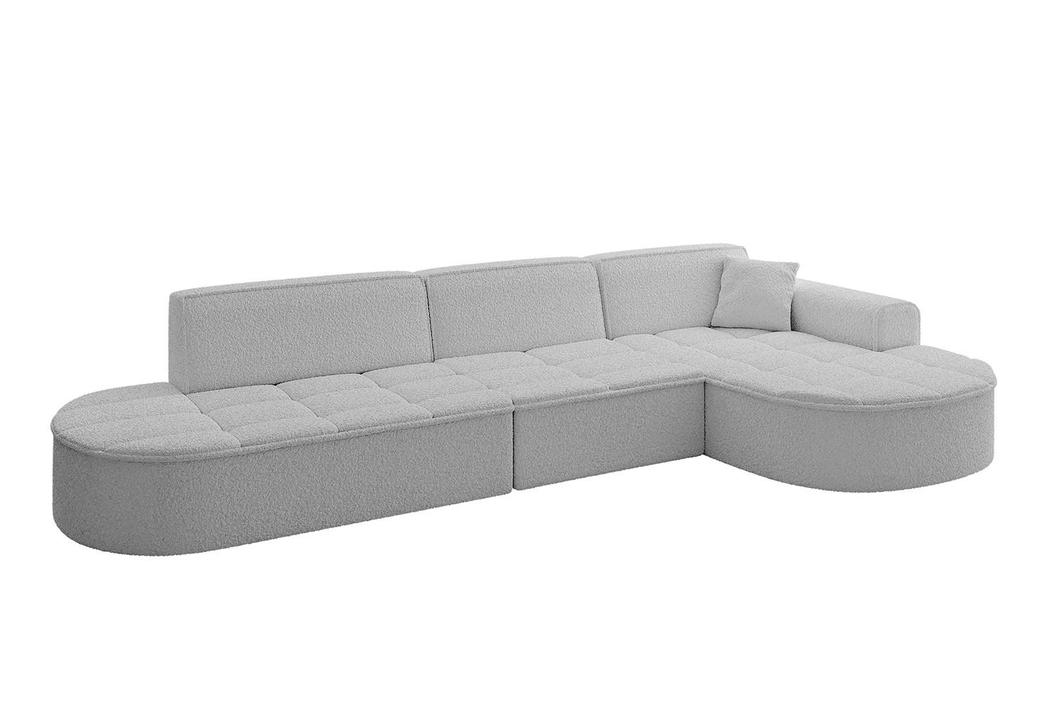 ECKSOFA Ottomane Rechts TARO-L2 - 328x171x79,5 cm Hellgrau - Hellgrau, Holzwerkstoff/Textil (328/171cm) - ALTDECOR