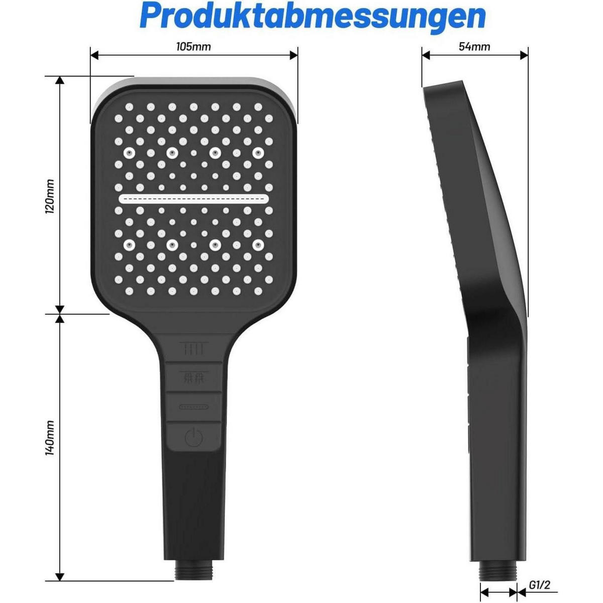 DUSCHKOPF mit Schlauch 7 Strahlarten Wassersparend Grau - Grau, Kunststoff (10.5/12.7/26cm)