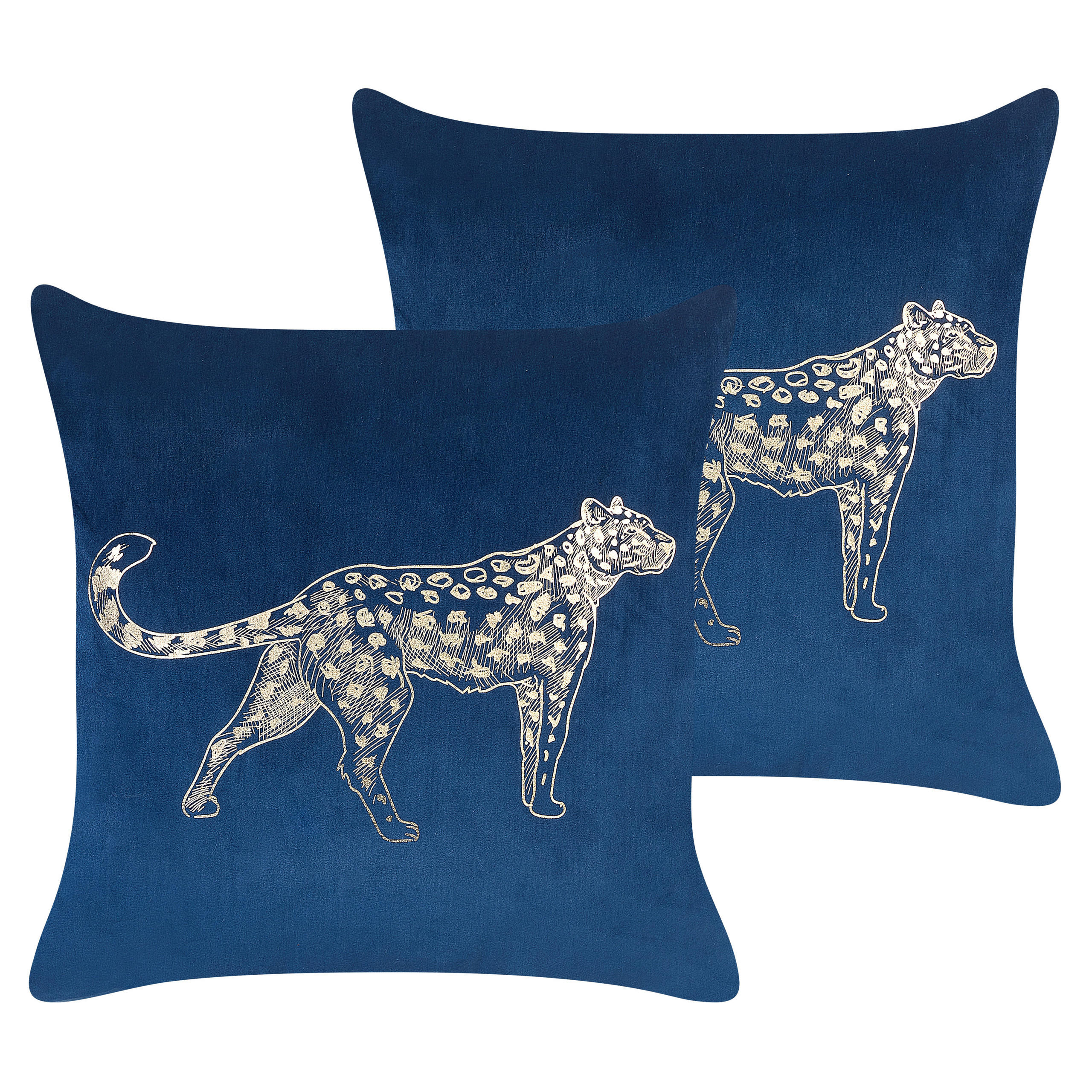 DEKOKISSEN 2er-Set Marineblau 45/45 cm Marula - Dunkelblau, Textil (45/45cm) - Beliani