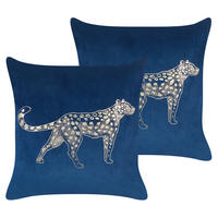 DEKOKISSEN 2er-Set Marineblau 45/45 cm Marula - Dunkelblau, Textil (45/45cm) - Beliani