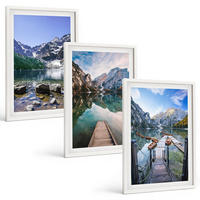 BILDER SET 3er Set - 40x60 cm Weißer Rahmen - Berge, Seen, Holzstege - Weiß, Kunststoff (40/60cm) - TULUP