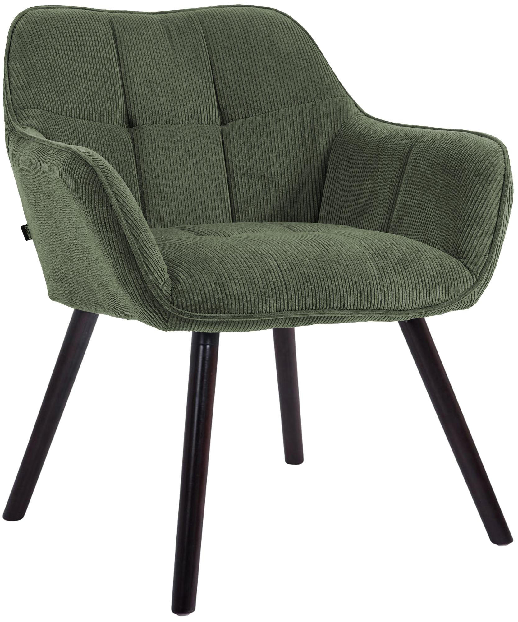 ESSZIMMERSTUHL Cord Grün - Schwarz/Grün, Holz/Textil (65/82/64cm) - CLP